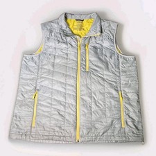 L.L. Bean PrimaLoft Insulated Vest Mens XL Gray/Yellow Zip Pockets Lightweight