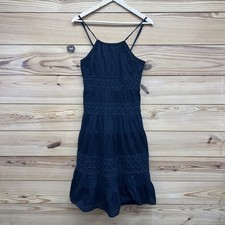 Free People Dress Size 6 Small Black Eyelet Lace Sundress Tiered Sleeveless B80