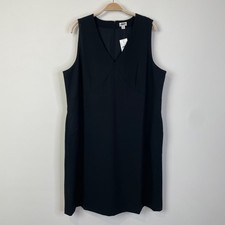 J. Crew Factory Sleeveless V-Neck Shift Dress Black CC318 Sz 18 Work Office