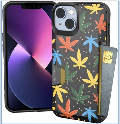 Smartish iPhone 14 Wallet Slayer Vol. 1 Case   Card Holder   Funny Leaves Design
