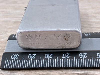 #ad Vintage Champ Austria Flip Top Petrol Flint Lighter Brushed Chrome Stuck Wheel $14.24