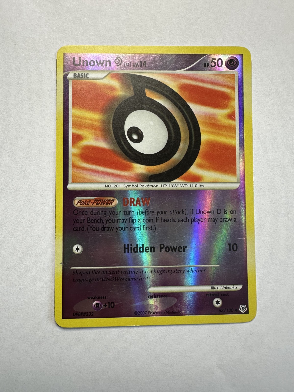 Unown D - 68/130 Diamond & Pearl - Uncommon Reverse Holo - NM