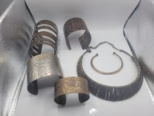 Lot Of 6 Metal Costume Jewelry Bracelets And Necklace