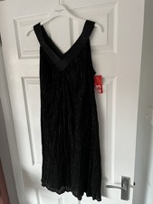 H&M Black Striped Sparkle V Neck Sleeveless Mini Dress Size 8 NWT