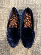 Birdies Blue Velvet Loafers Shoes Flats Luxe Old Money Quilted Insole 9.5
