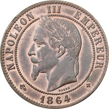 [#1507819] France, Napoleon III, 10 Centimes, 1864, Strasbourg, Bronze, AU(55-58