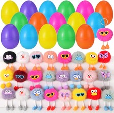 24 Pack Prefilled Easter Eggs with Kids Keychains Plush Toy Cute Keychains for K
