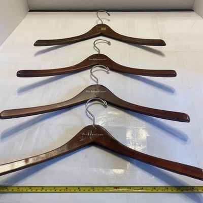 Polo Ralph Lauren Light Wooden Wishbone Hangers Set Lot of 4 W/Tommy Hilfiger