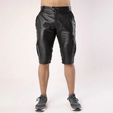 Men's Sheep Leather Cargo Shorts  Dual Side Pockets