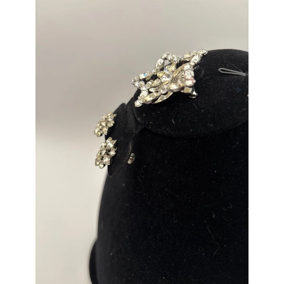 Conjunto de pendientes broche diamantes de imitación marqués Starburst floral joyería de boda de colección Foto 4 de 4