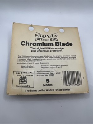 Wilsonson Sword NOS 5 Piece Chromium DE Blades In Dispenser- Original Packaging