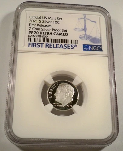 2021-S 10c SILVER NGC PF70UCAM PROOF ROOSEVELT DIME ULTRA CAMEO PR PF 70