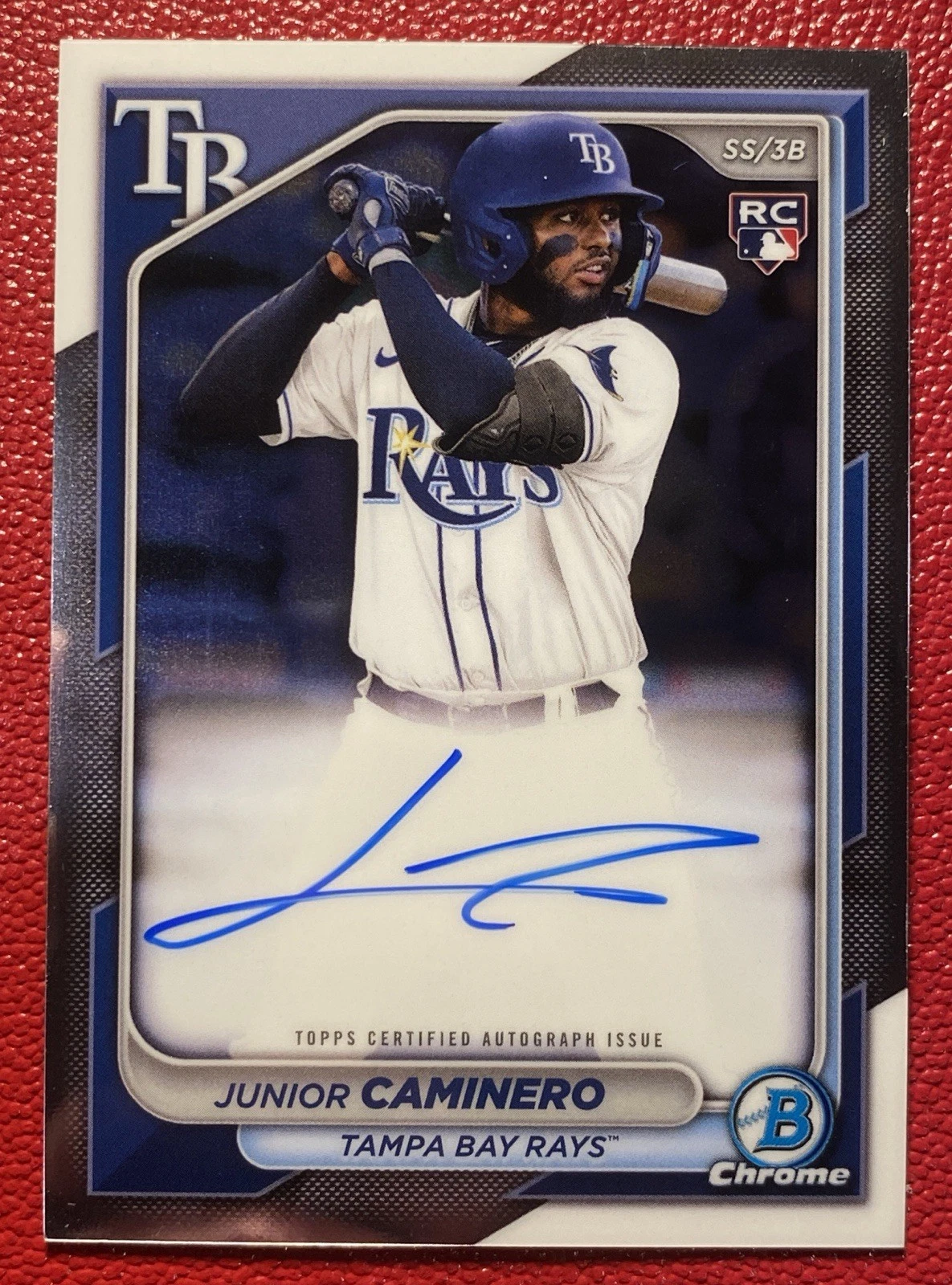 Junior Caminero 2024 Bowman Chrome AUTO On Card Autograph RC Card #CRA-JCA