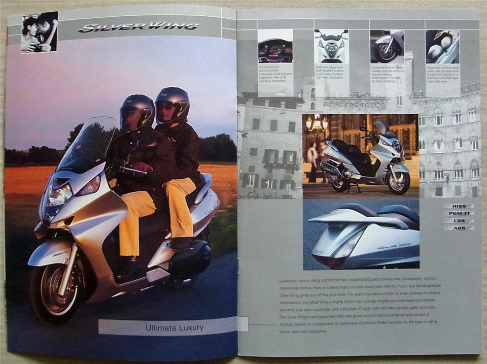 HONDA SCOOTERS Sales Brochure 2004 #MCBROCH008 Silver Wing SH125 Dylan SCV100 ++ - Image 2 of 4