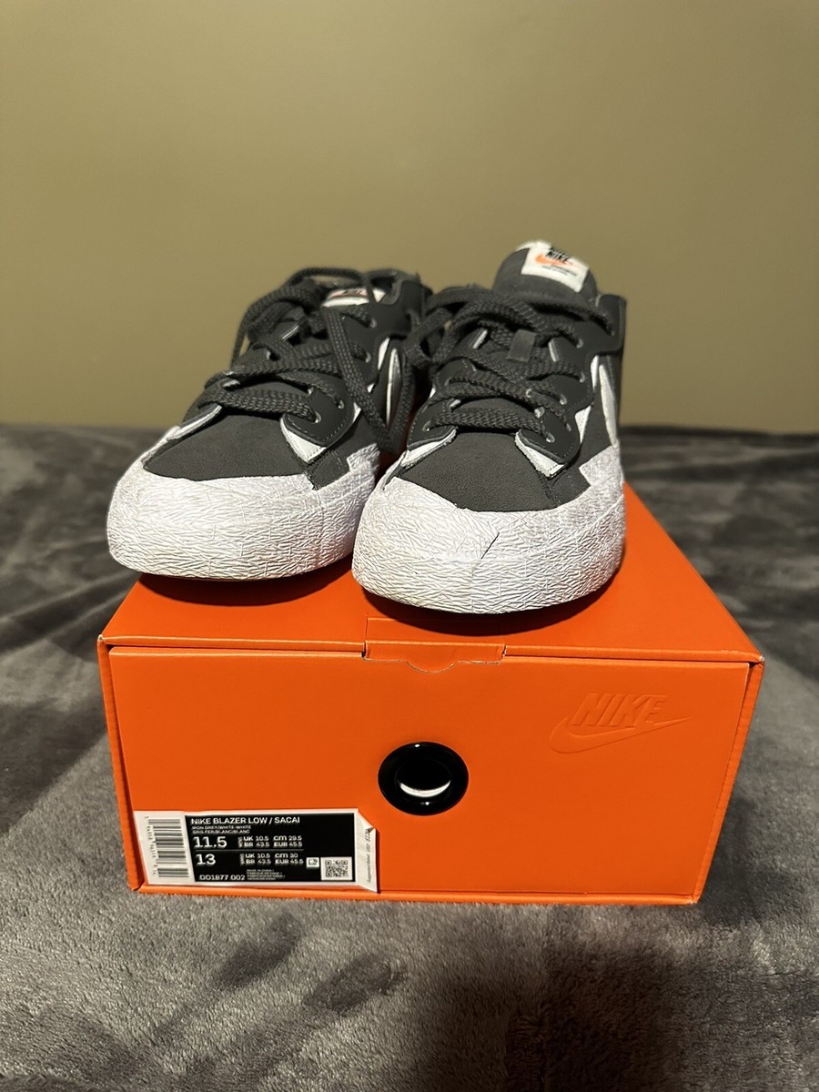Used Size 11.5 - Nike Blazer Low Sacai Dark Grey  display picture 3