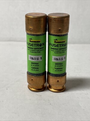 Cooper FRN-R-50 50Amp Fusetron Dual Element Time-Delay Fuse 250V 2 Pack ...