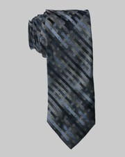  55 Kenneth Cole Reaction Men's Blue Grid Slim Silk Formal Neck Tie 58 X 3.25