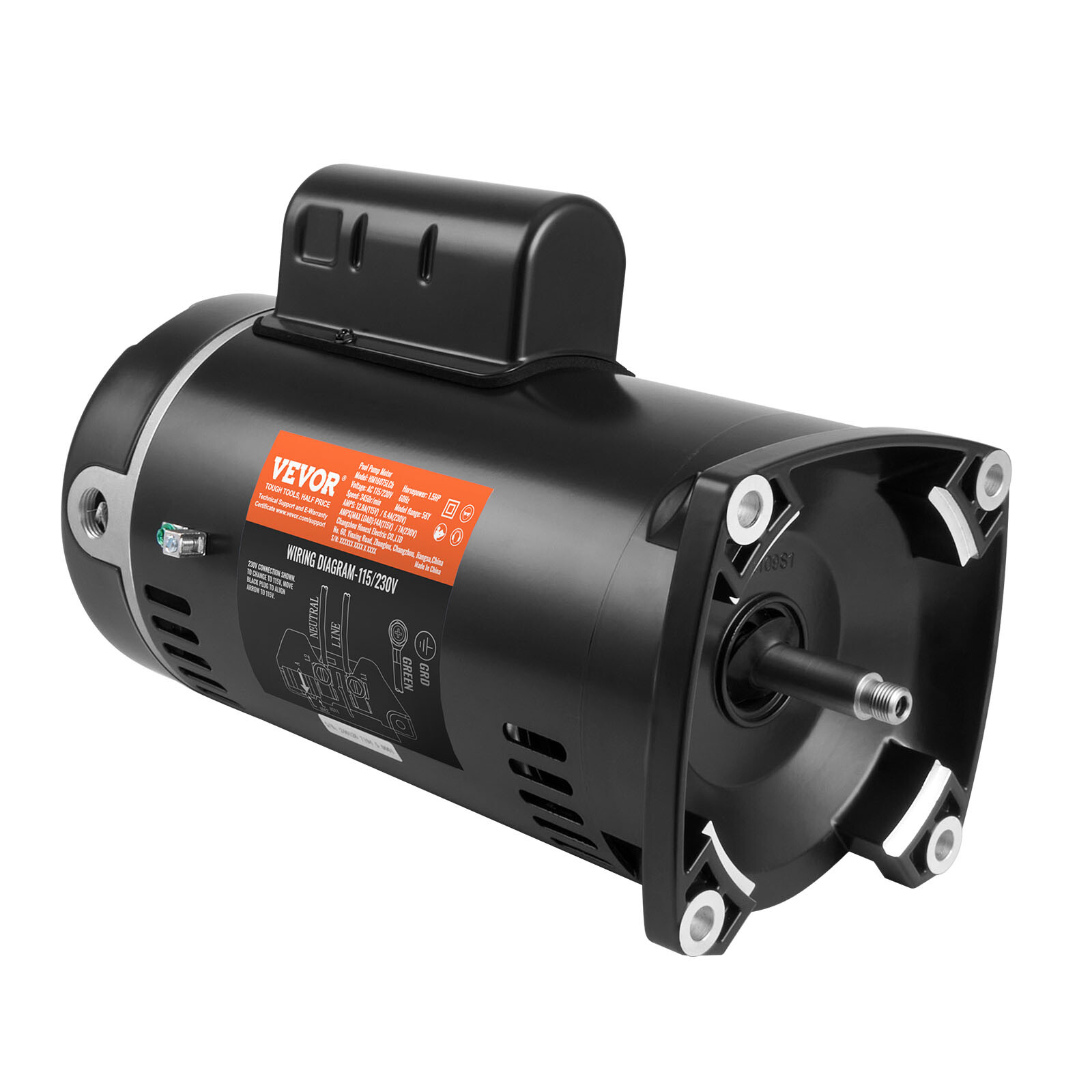 Moteur pompe piscine VEVOR 1,5CV 115/230V pour filtration de bassin