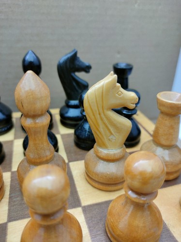RARE Vintage Soviet Wooden Chess Set, USSR Chess Set Vintage Folding Board 35x35 - Picture 5 of 18