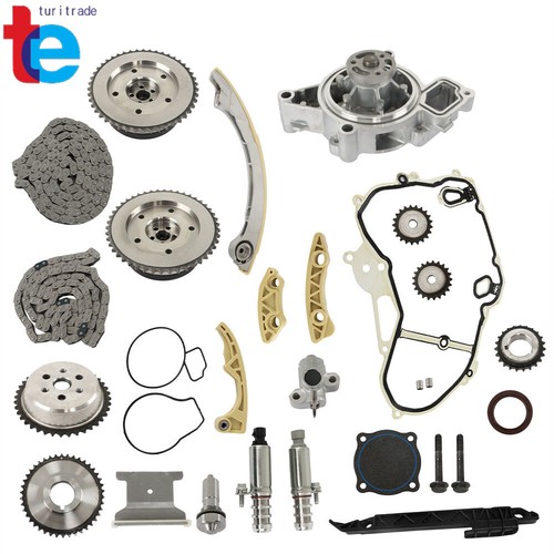 For GM Ecotec 2.0L 2.4L Timing Chain Kit VCT Selenoid Actuator Gear & Water Pump