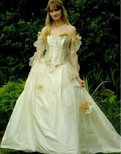 Vintage Celtic Renaissance A Line Wedding Dress Fantastic Taffeta Corset Gowns