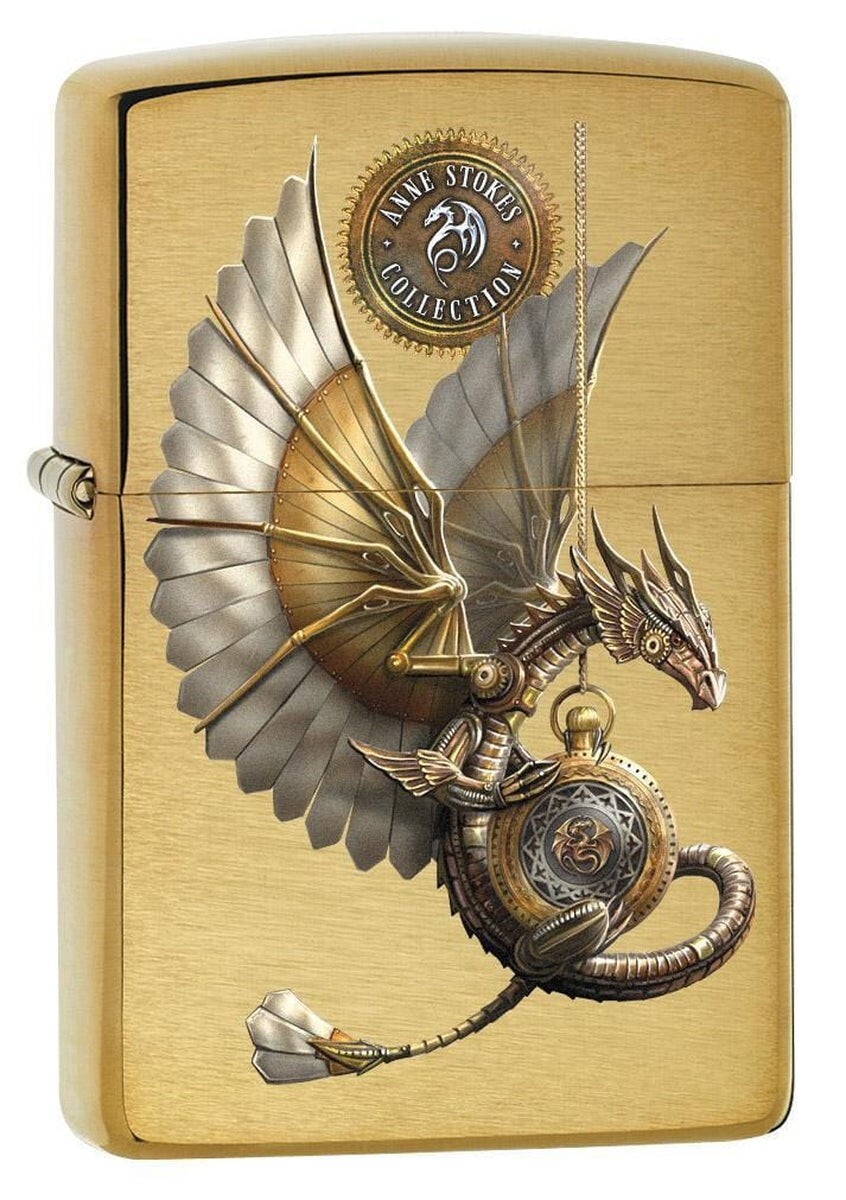 Zippo Anne Stokes Steampunk Dragon Lighter, Brushed Brass NEW IN BOX
