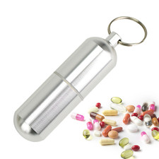 Mini Waterproof Metal Medicine Pill Box Portable Pill Case Container Keychain