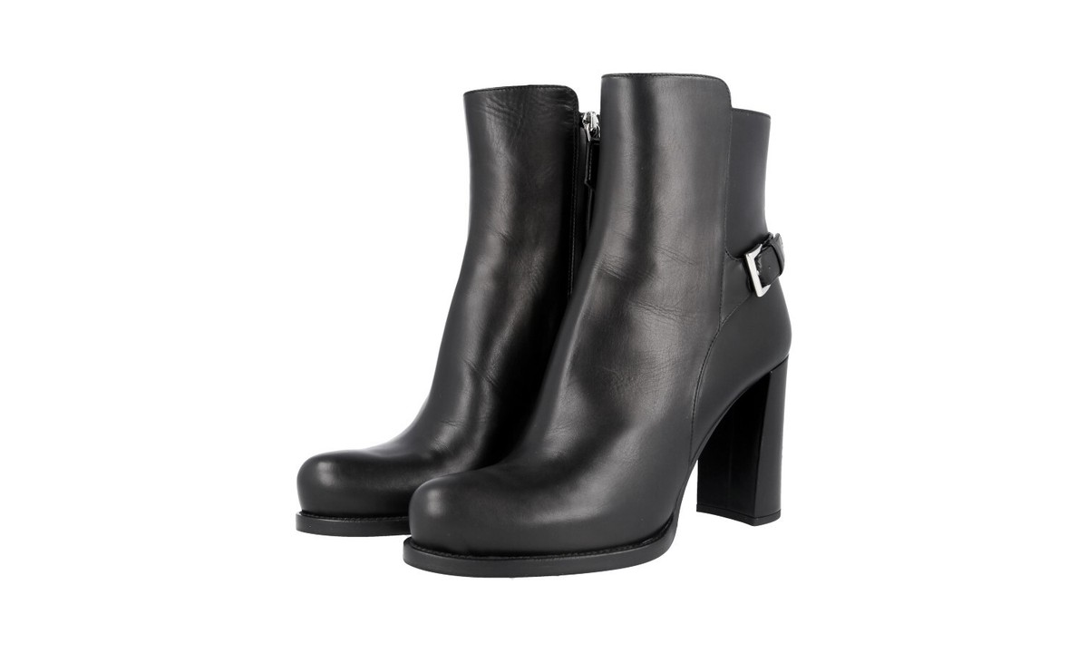 PRADA ANKLE BOOTS BOOTIES SHOES 1T192G BLACK LEATHER NEW | eBay
