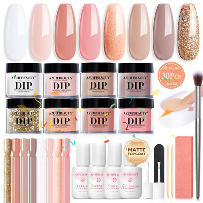 30Pcs Dip Powder Nail Kit Starter with Nail Swatch Sticks, Nude Skin Tones Neutr