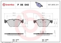 Brembo P 06 040X Bremsbelagsatz, Scheibenbremse FüR BMW