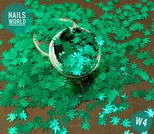 W4 Weed Leaf Glitter Nail Art Leaves Sequin Grass 3D Marijuana Decoration UK