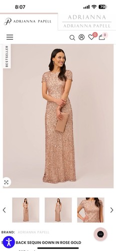 Adrianna Papell Plus Size Scoop Back Sequin Gown, Blush, Size: 24