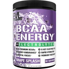 EVL BCAA Energy + Electrolytes: Energy Boosting Amino Acid Powder, Grape, 30srv