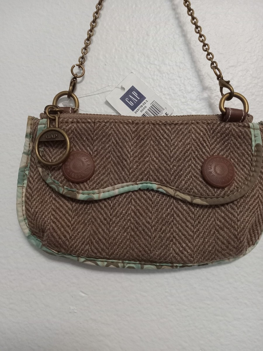 Vintage GAP Retro Herringbone Wool Tweed Baguette Purse/Bag