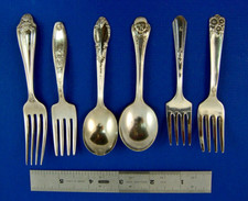 Children's Forks  Spoons, Silverplated - good shape - Lot of six 6 