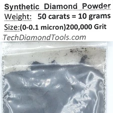 TechDiamondTools Diamond Powder 200,000 Grit 0-0.1 Microns, 25 cts = 5 Grams