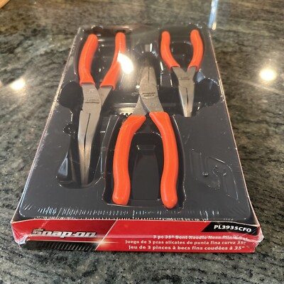 Snap On pl3935cfo 3 pc 35 degree bent nose 6,8,9” pliers set