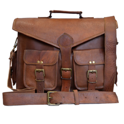 Men's Briefcase Laptop Bag Genuine Leather Messenger Handbag Brown Business Bag