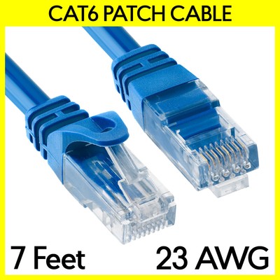 7 Feet Cat6 Cable Blue LAN Cat 6 Ethernet Patch Cord RJ45 Internet Modem Cable