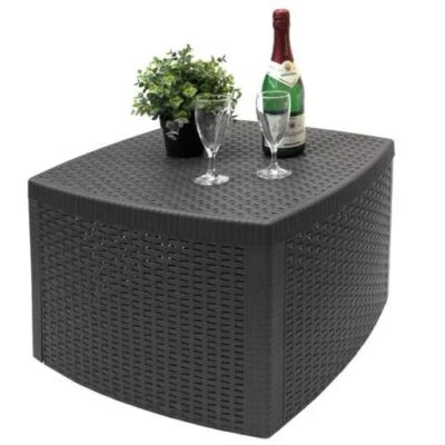 Anthracite Rattan Coffee Garden Table Bench Box Patio Indoor Outdoor Furniture