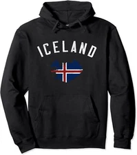 Vintage Varsity Iceland Cool Coountry Lover Map Unisex Hooded Sweatshirt
