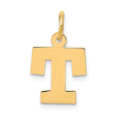 14K Gelbgold kleiner Block Initiale T Charm