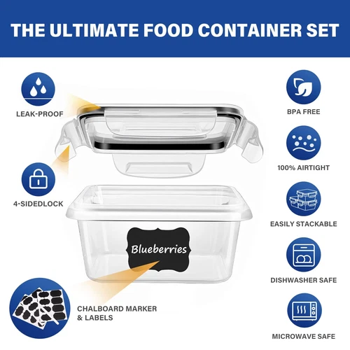 24Pcs Food Storage Container Set Leak Proof Sealed Plastic Lunch Boxes BPA-Free - Picture 10 of 18