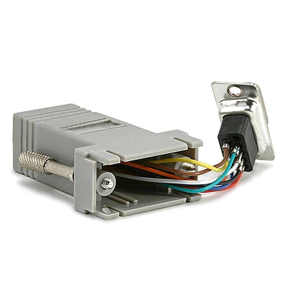 DB9 DB-9 9-Pin Male Serial Connector Modular Adapter RJ45 8P8C Cat5 Extender  - Image 2 of 2