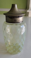 Victorian EAPG Thumbprint Lattice Vaseline Glass UV Sugar Shaker
