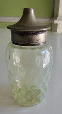 Victorian EAPG Thumbprint Lattice Vaseline Glass UV Sugar Shaker