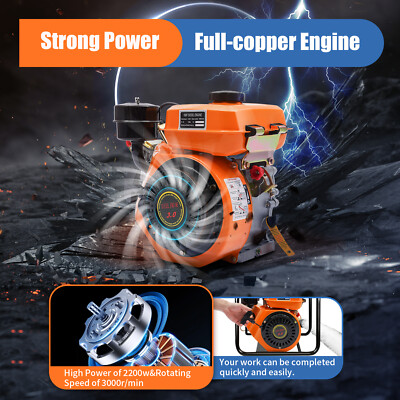 #ad Engine Single Cylinder 4 Stroke Vertical Engine Motor 53mm Shaft 196CC Diesel $233.48