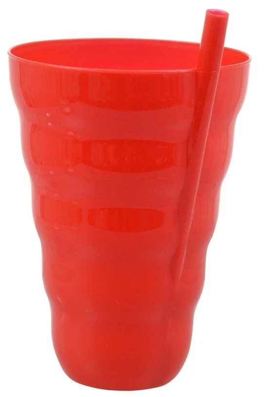 SET OF 5 Plastic Sip-A-Tumbler with Built-In straw, 22 Oz / 650 mL BPA FREE CUPS - Image 4 of 4