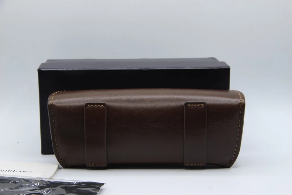 NEW POLO RALPH LAUREN BROWN LEATHER BUTTON CASE CLOTH EYEGLASSES EYEGLASSES ONLY - Image 4 of 4