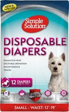 Simple Solution Small Disposable Female Dog Diapers 15-19in Waist 12ct Absorbent